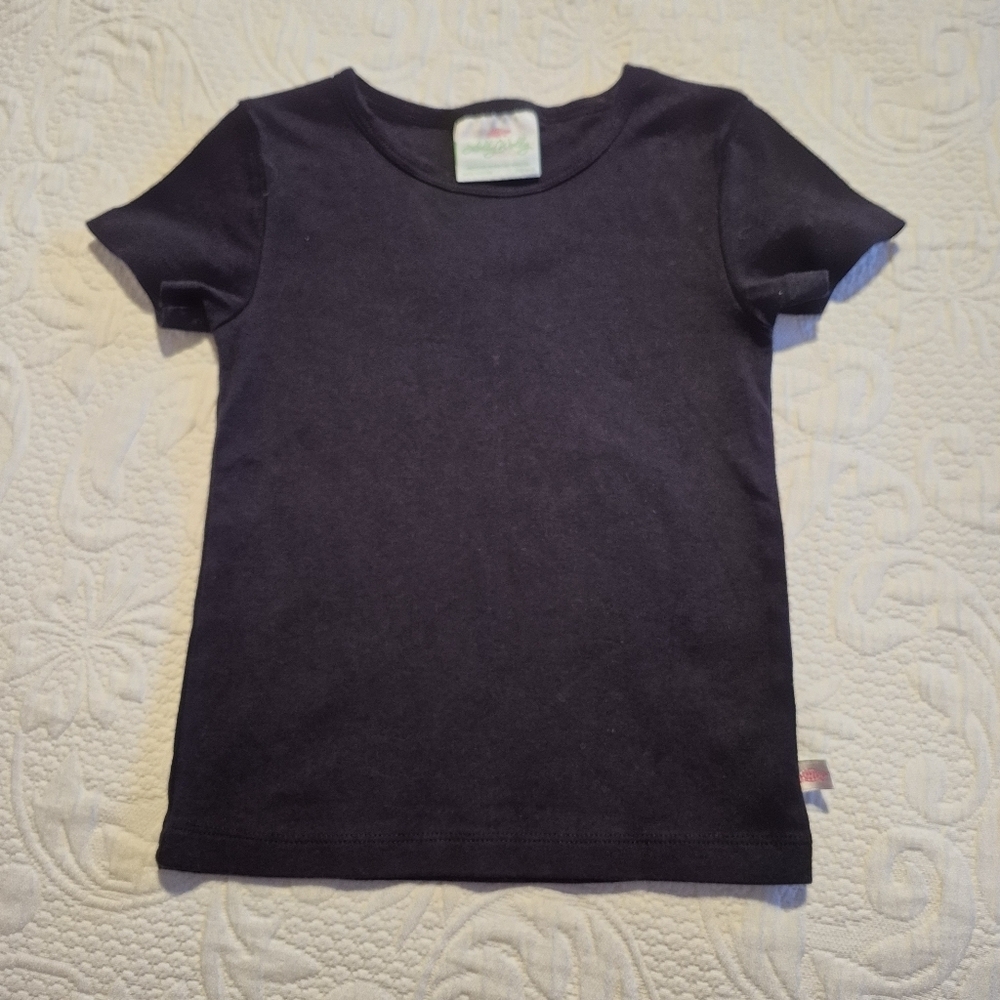 Lolly Wolly Doodle girls size 8 / 9 black short sleeve shirt, VGUC